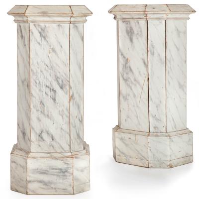 Pair of Faux Marble Painted Pine Columns early 20th century