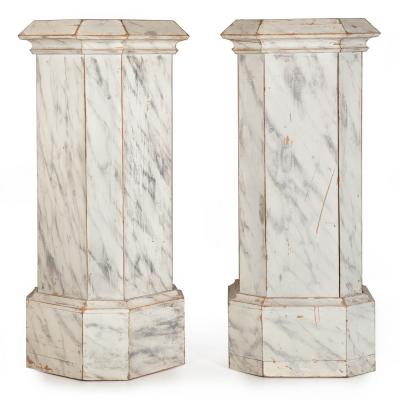 Pair of Faux Marble Painted Pine Columns early 20th century