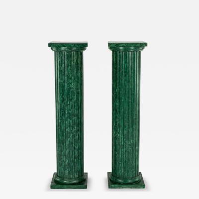 Pair of Faux Painted Malachite Doric Column Pedestals