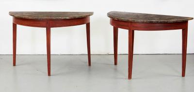 Pair of Faux Painted Swedish Demilune Tables