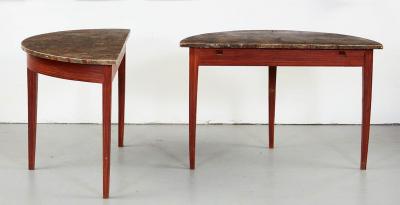 Pair of Faux Painted Swedish Demilune Tables