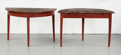 Pair of Faux Painted Swedish Demilune Tables