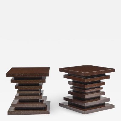 Pair of Faux Porphyry End Tables of cube shape designed by Thomas Britt