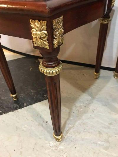 Pair of Fine Bronze Mounted Louis XVI Style Dining Chairs Manner of Jansen