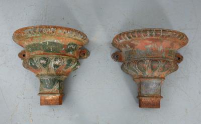 Pair of Fine Cast Iron Wall Mounted Garden Planters