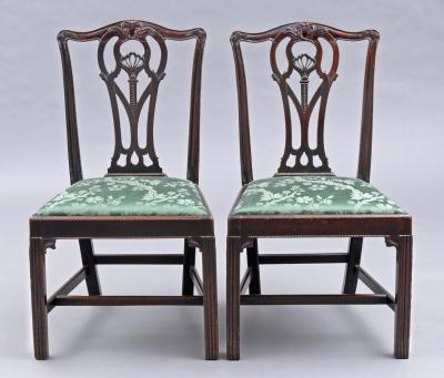Pair of Fine English Period Chippendale Side Chairs