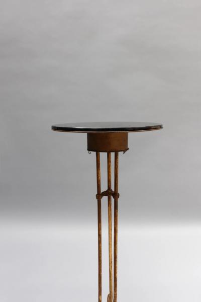 Pair of Fine French 1940s Wrought Iron and Black Opaline Pedestal Stands