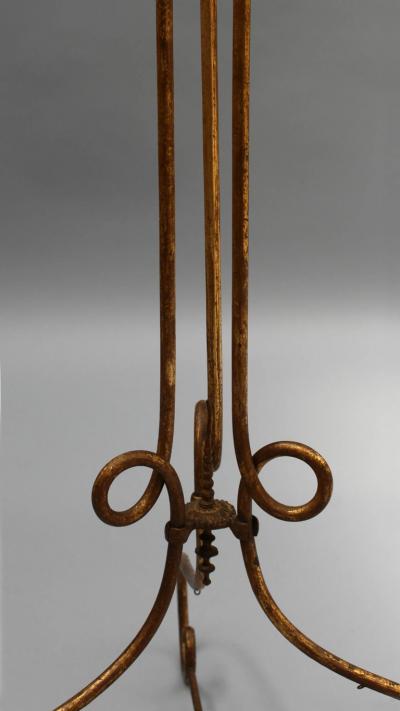 Pair of Fine French 1940s Wrought Iron and Black Opaline Pedestal Stands