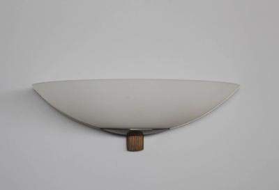Pair of Fine French Art Deco Frosted Glass and Bronze Sconces