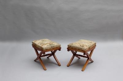 Pair of Fine French Art Deco X Form Stools