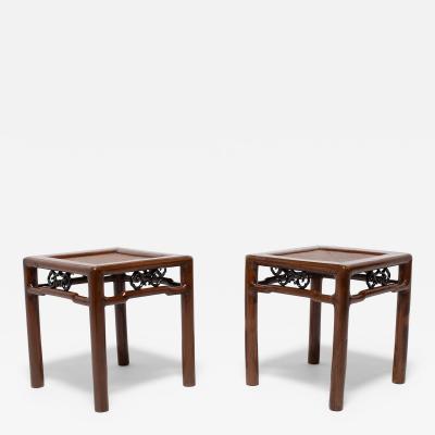 Pair of Fine Woven Top Square Stools