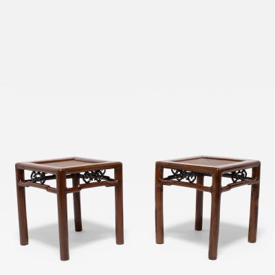 Pair of Fine Woven Top Square Stools