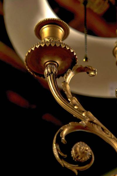 Pair of Finely Chased Bronze Dor Louis XV Style Chandeliers Three Candelabras