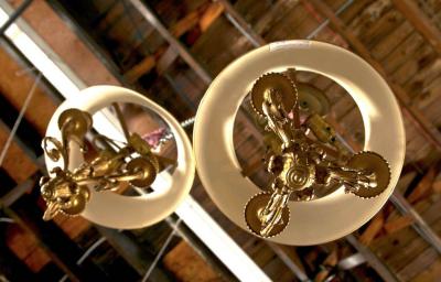 Pair of Finely Chased Bronze Dor Louis XV Style Chandeliers Three Candelabras