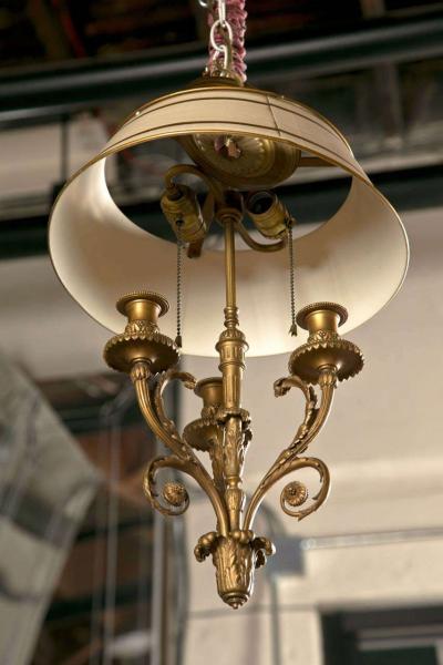 Pair of Finely Chased Bronze Dor Louis XV Style Chandeliers Three Candelabras