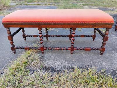 Pair of Finely Crafted 18th Century Louis XIV French Barley Twist Oak Benches