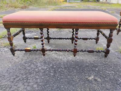 Pair of Finely Crafted 18th Century Louis XIV French Barley Twist Oak Benches