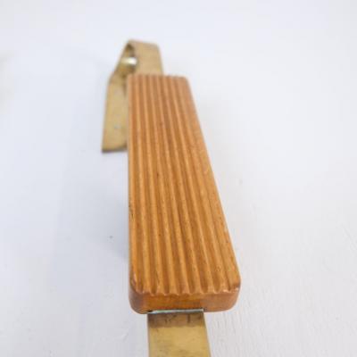 Pair of Finnish Mid Century Design Door Pulls in Brass Wood 1950s