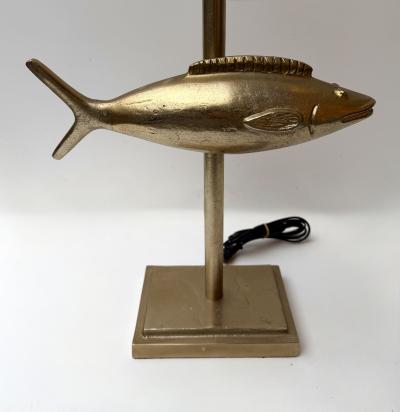 Pair of Fish Lamps Gilt Metal France 1990s