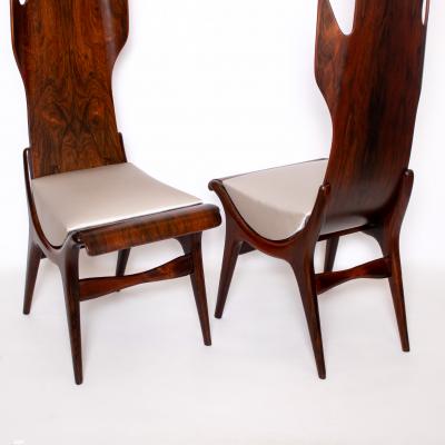 Pair of Flame Dining chairs by Dante la Torre for Pozzi Italy 1950s