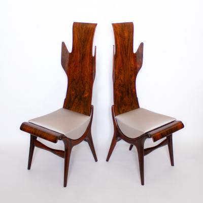 Pair of Flame Dining chairs by Dante la Torre for Pozzi Italy 1950s