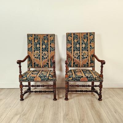 Pair of Flemish Baroque Walnut Chairs probably 18th century