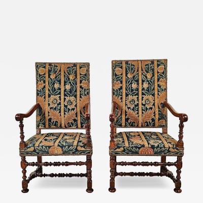 Pair of Flemish Baroque Walnut Chairs probably 18th century