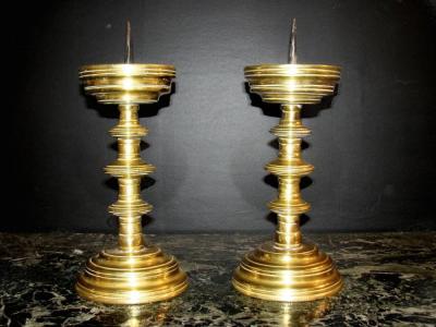 Pair of Flemish Brass Pricket Sticks