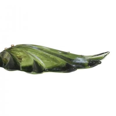 Pair of Floral Murano Glass Wall Sconces in Green Italian Art Glass Lighting