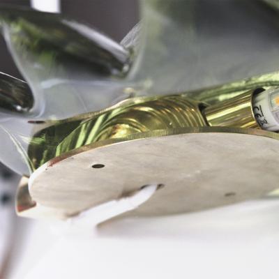 Pair of Floral Murano Glass Wall Sconces in Green Italian Art Glass Lighting