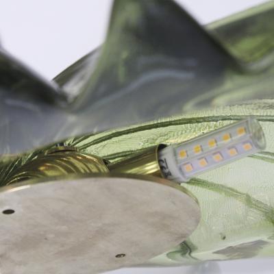 Pair of Floral Murano Glass Wall Sconces in Green Italian Art Glass Lighting