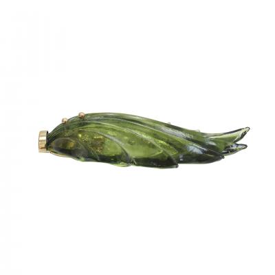 Pair of Floral Murano Glass Wall Sconces in Green Italian Art Glass Lighting