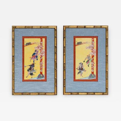 Pair of Framed Famille Jaune Porcelain Plaque Qing Dynasty