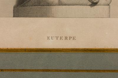 Pair of Framed French Figural Engraving Prints Titled Vestale and Euterpe 