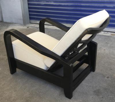 Pair of France 50s Exceptional Leaning Comfy Lounge Chairs Fully Restored