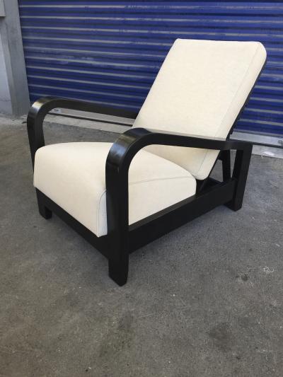 Pair of France 50s Exceptional Leaning Comfy Lounge Chairs Fully Restored