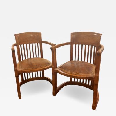 Pair of Frank Lloyd Wright Style Barrell Chairs