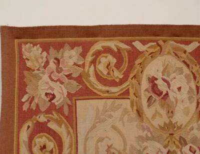 Pair of French 1850s Aubusson Floral Tapestries with Rinceaux Arabesques