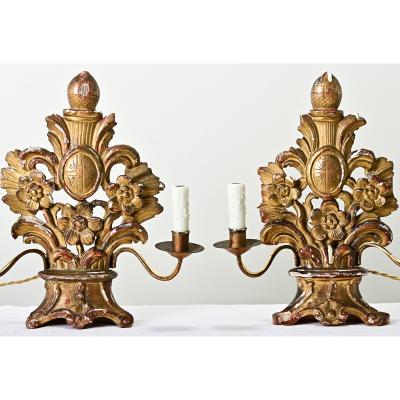 Pair of French 18th Century Gilt Candelabras