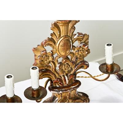 Pair of French 18th Century Gilt Candelabras