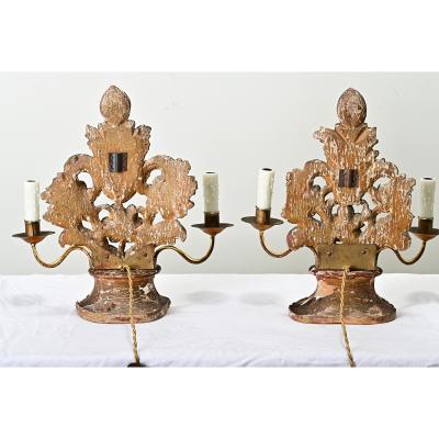 Pair of French 18th Century Gilt Candelabras