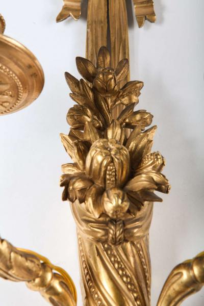 Pair of French 18th Century Louis XVI Ormolu Two Arm Sconces