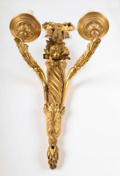 Pair of French 18th Century Louis XVI Ormolu Two Arm Sconces