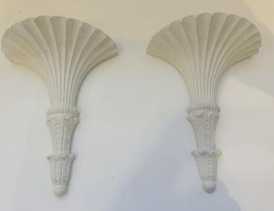 Pair of French 1920s Art Deco Plaster Sconcea