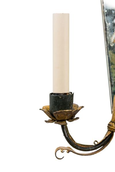 Pair of French 1930s Hollywood Regency Style Mirrored Glass Wall Sconces