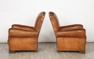 Pair of French 1930s Leather Club Chairs