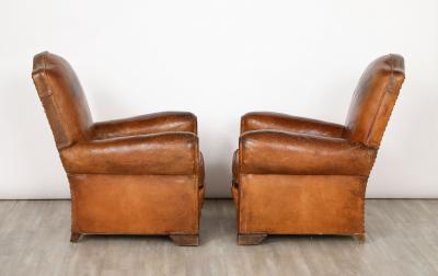 Pair of French 1930s Leather Club Chairs