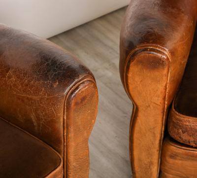 Pair of French 1930s Leather Club Chairs