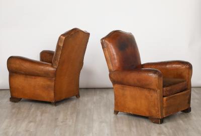Pair of French 1930s Leather Club Chairs