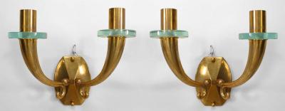 Pair of French 1940 Bronze Wall Sconces